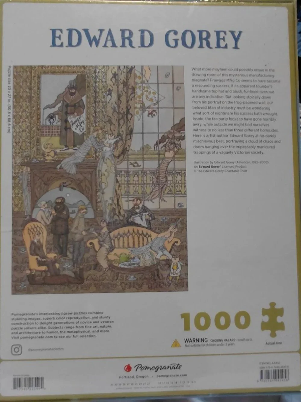 NIB Edward Gorey  Frawgge Mfg Co 1000 Piece  Artpiece Puzzle